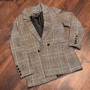Plaid Double-Breasted Blazer